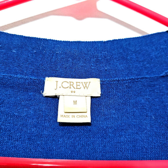 J. Crew Cardigan Vintage 80's Blue Wool Blend Pockets Women's Size Medium - Picture 4 of 6